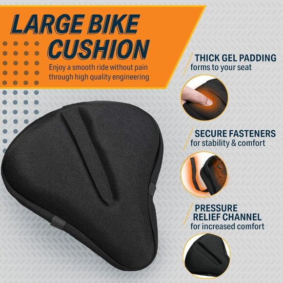 Bikeroo Comfort Bike Seat Cushion - Padded Gel Cover - Picture 2 of 2